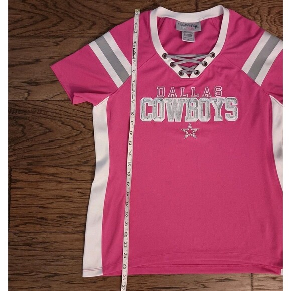 Dallas Cowboys Her Style Football Jersey Top Size M Sequins Pink - Picture 8 of 8